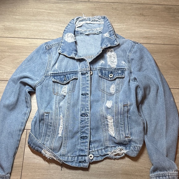 Highway Jeans Light Blue Distressed Denim Jacket - Picture 1 of 2